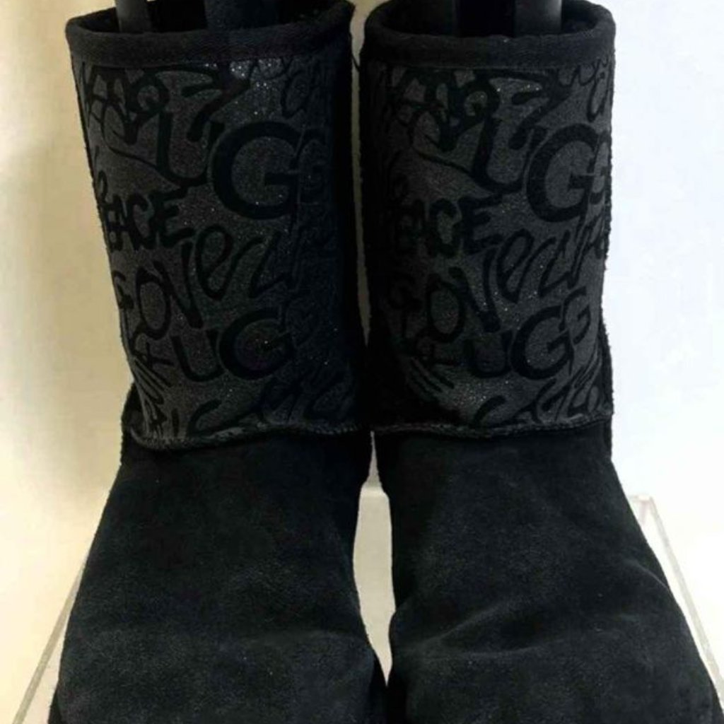 Ugg Sparkle Graffiti Women's Black Cold Weather / Snow Boots - Size 7